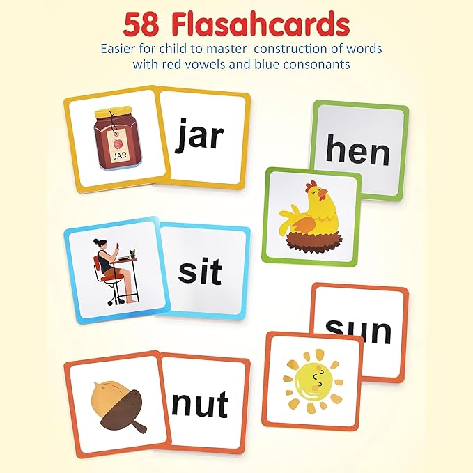 Kidology Wooden Short Vowel Reading Letters Sorting Spelling Game