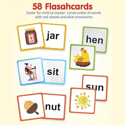Kidology Wooden Short Vowel Reading Letters Sorting Spelling Game