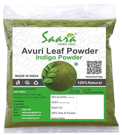 Avuri Leaf Powder, 100G, Indigo Powder, Neela Amari, Neel Patti, Neelayamari Powder For Black Hair Colour