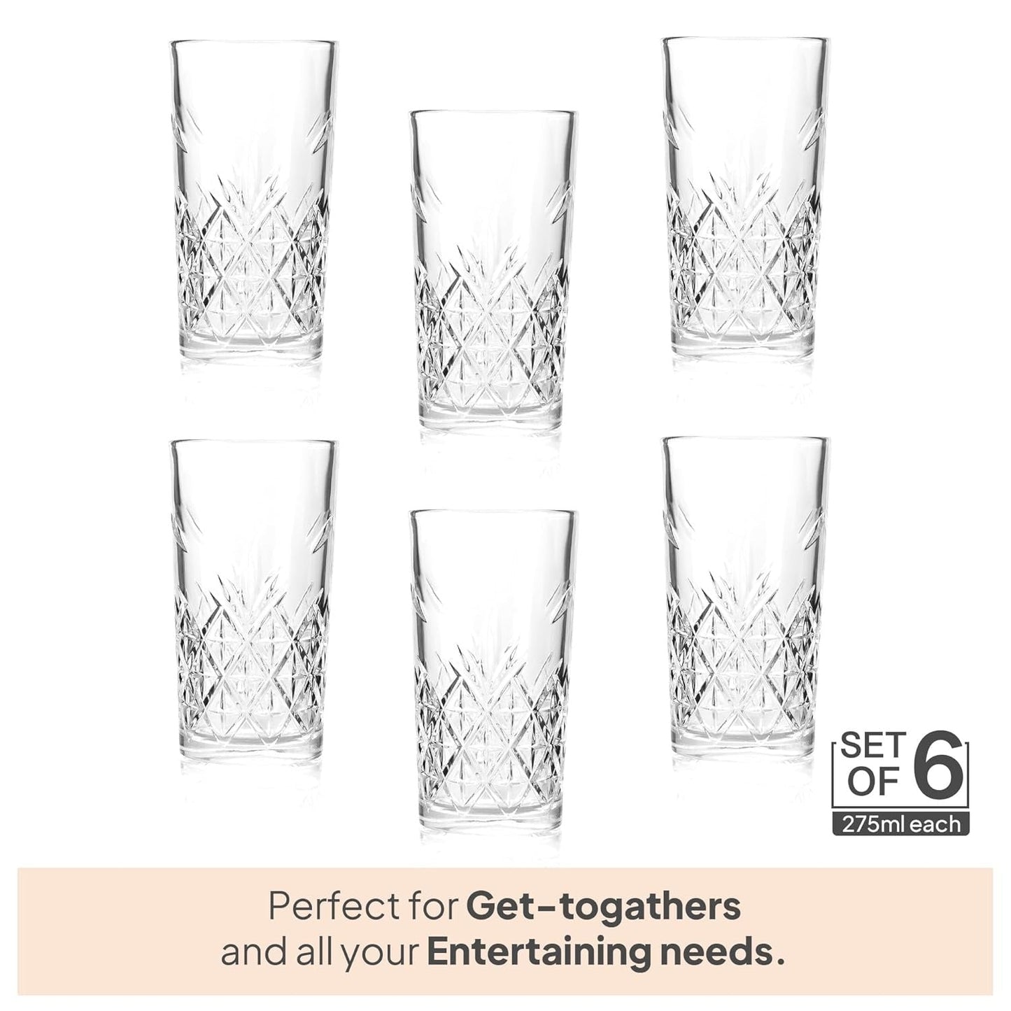 Cello Classix 275ml Juice Tumbler Set of 6