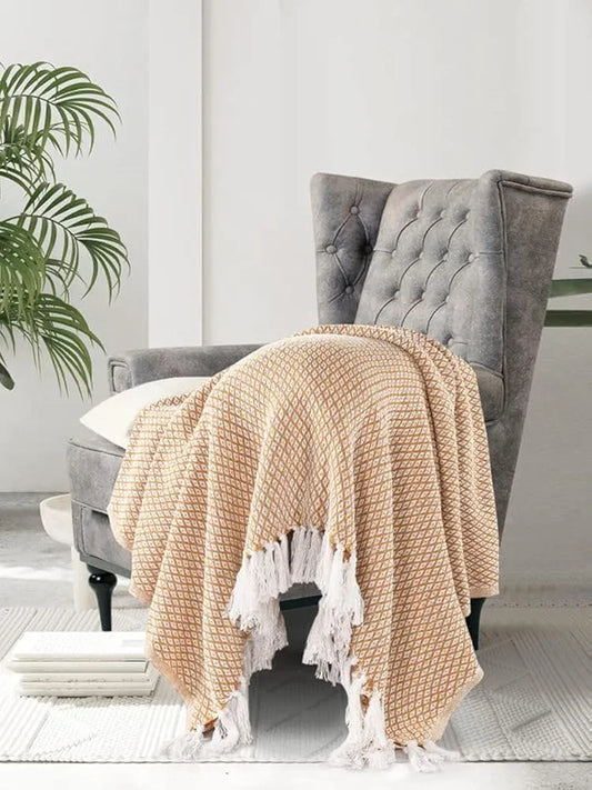 Sashaa World Soft Throw Blanket Colour Yellow/White
