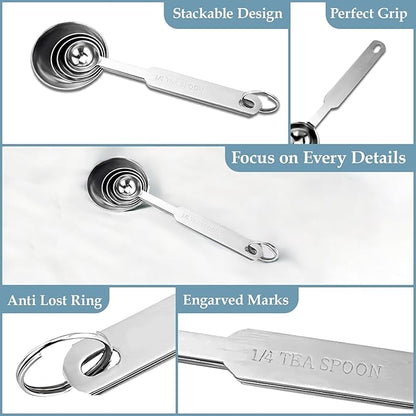 Parage 4 Pieces Stainless Steel Measuring Spoon Set for Measuring Dry & Liquid