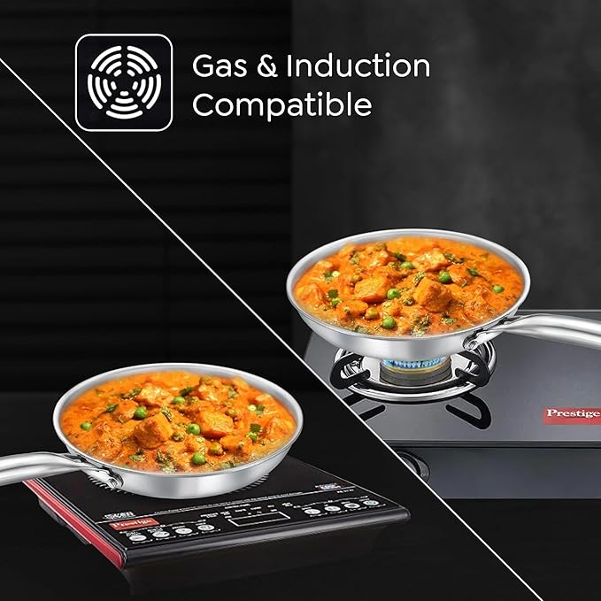 Prestige 22cm 1.2L Tri-Ply Splendid Fry Pan Gas and Induction Compatible