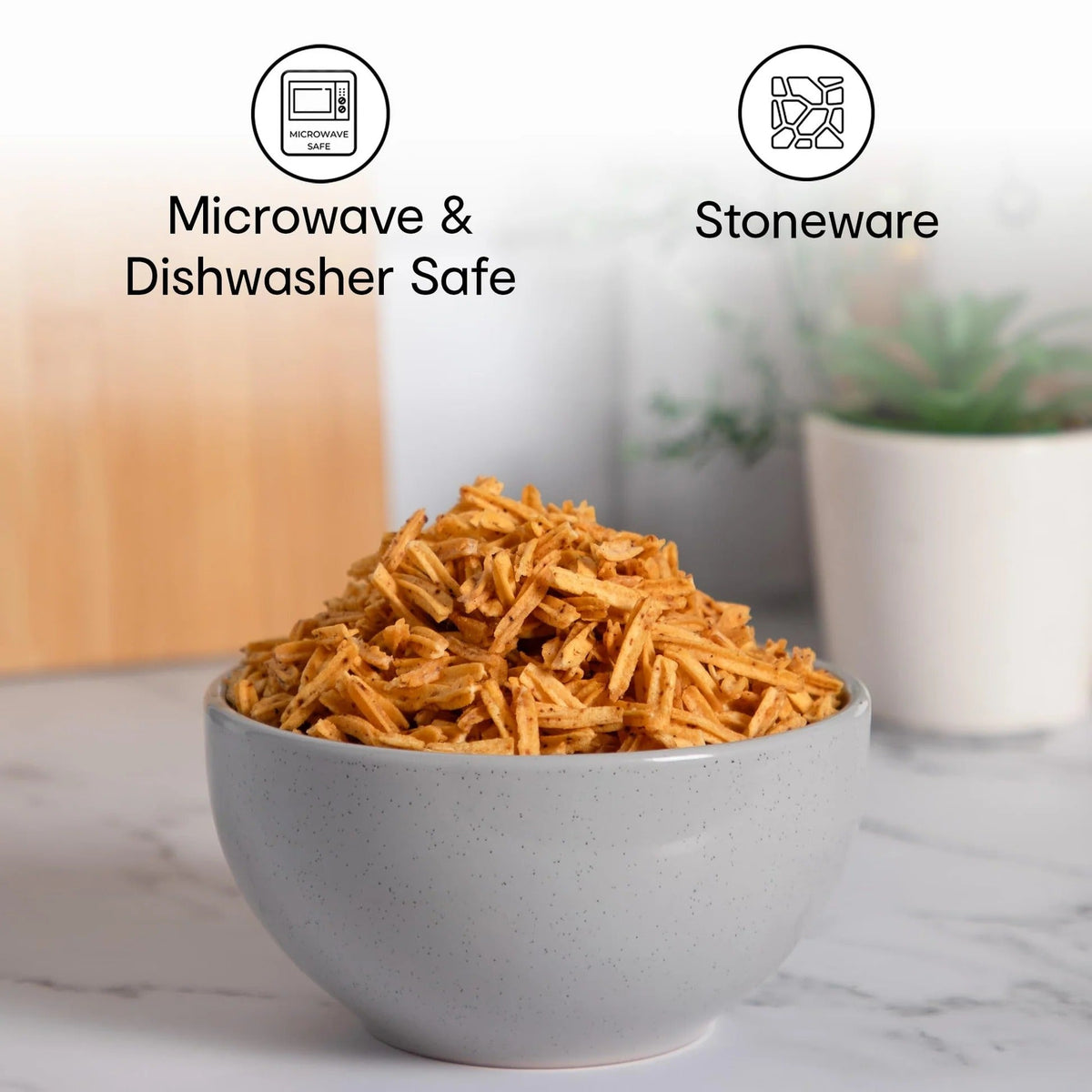 Anko Speckled Small Bowl Set of 2 Beige 7cm H x 13.8cm Dia Stoneware Microwave Dishwasher Safe