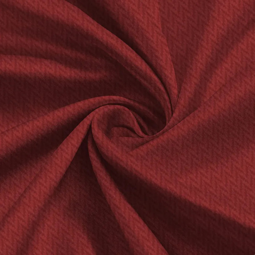 Divine Casa 5 Feet Zig Zag Design Window Curtains Colour Maroon Lightweight Polyester Panels with Metal Grommets Modern Home Decor (Pack of 2)