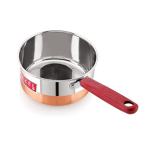 Hazel Alfa Premium Heavy Gauge Stainless Steel Sauce Pan Cookware with Copper Bottom (1.2 Ltr)
