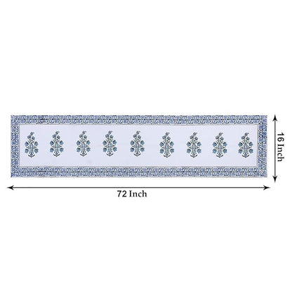 Texstylers Canvas Block Printed Jaipuri Rajasthani Pattern Table Runner 16x72 Inch