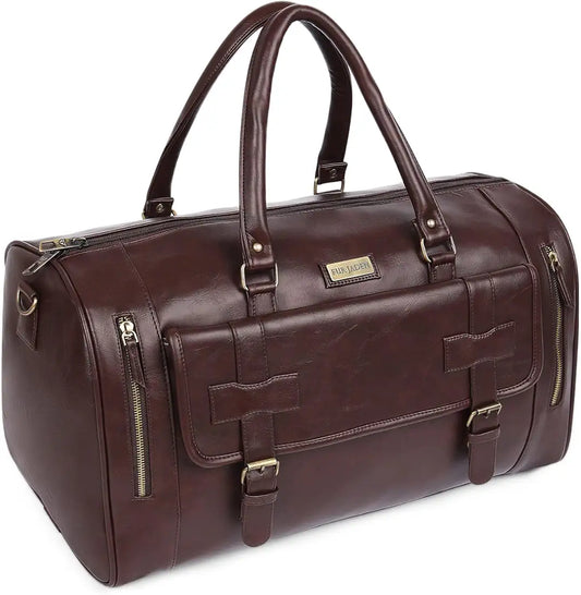 Fur Jaden Weekender Premium Duffle Bag with Shoe Pocket for Travel for Men and Women Made of Faux Leather with Attachable Shoulder Strap Cabin Holiday Bag 