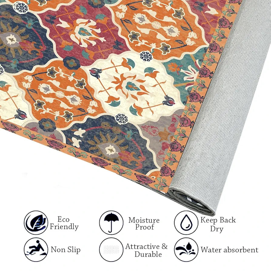 ishro home Feet 3D Jet Multi Printed Carpet Rug Runne Colour Retro 3 x 5 Feet