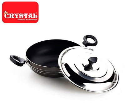 Crystal Classic Series Non-Stick Kadai with Steel Lid Thickness
