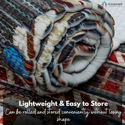 Homadorn Handmade Printed Modern Dhurrie/Rugs/Carpet Colour Multicolor