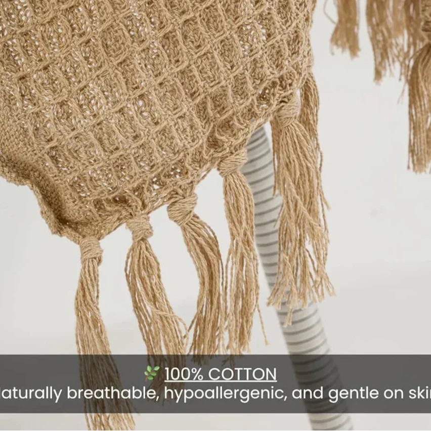Homadorn Waffle Weave Cotton Throw Blanket  Colour Beige