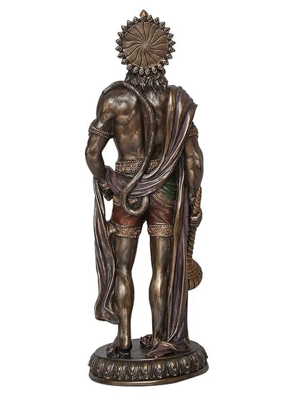 Ecraftindia Handcrafted Polyresin Bronze Finish Standing Lord Hanuman Idol With Gada/ Mace Statue