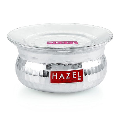 Hazel Aluminium Hammered Finish Handi with Lid Biryani Rice Cooking Pot Gol Vessel 22 cm 2500 Ml