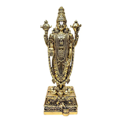 Gold Art India Lord Tirupati Balaji Gold Plated Antique Matte Idol with Garuda