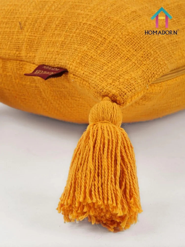 Homadorn Luxury Cotton Handmade Decorative Boho Throw Pillow Covers Mustard