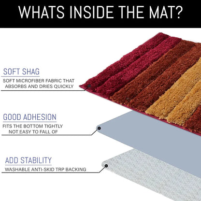 Luxe Home International Microfiber Rectangular Bath mat Soft Anti Slip Skid Luxury Mats 40X60 Cm Cherry (Pack of 2)