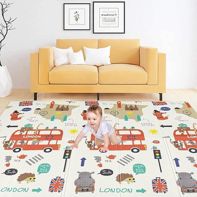 Tarkan Extra Large Reversible Baby Play Mat Crawling Foldable Foam Mat