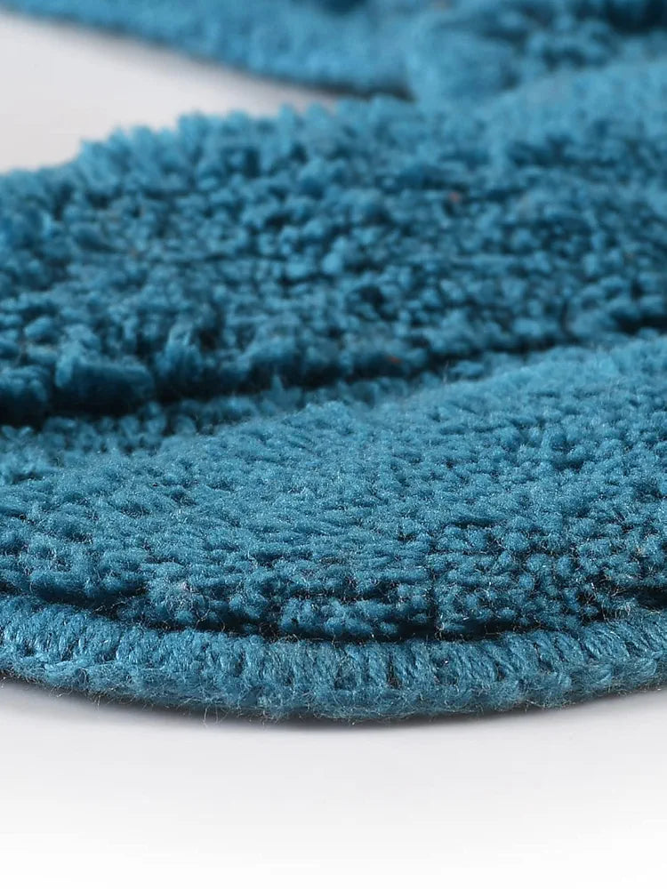 Saral Home Easy Living Cotton Anti Slip Rectangular Bathmat Set With Contour Colour Turq