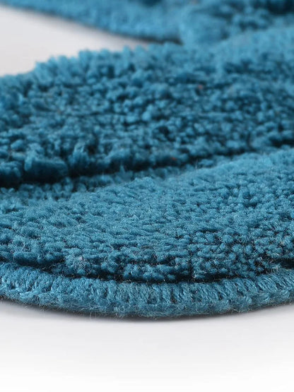 Saral Home Easy Living Cotton Anti Slip Rectangular Bathmat Set With Contour Colour Turq