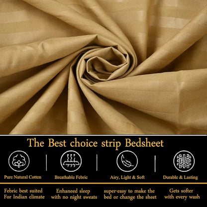 Fresh From Loom Soft Skin Safe Breathable Single Size Flat Bedsheets Plain Bedsheet Set with 1 Pillow Covers 144 TC Brown