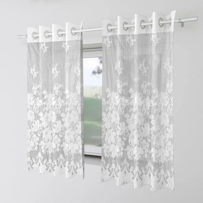 Kuber Industries Darkening Window Curtains Sheer Curtain with 8 Rings SY27 White Colour