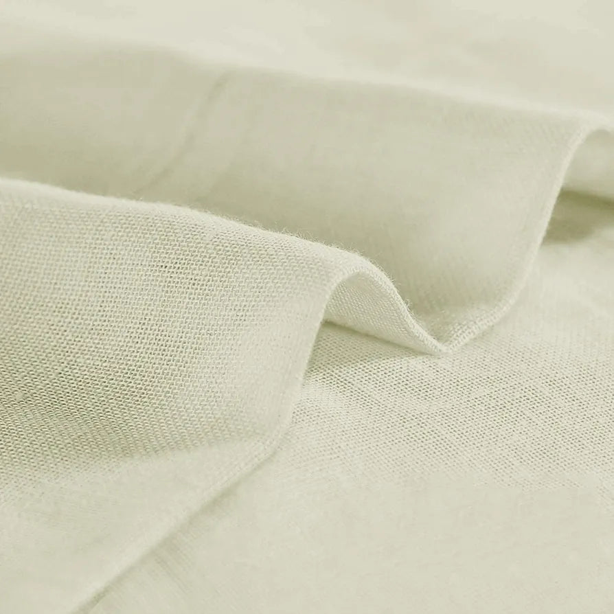 Cloth Fusion Cotton Feel Sheer Door Curtains 7 Feet Long Set of 2 Semi-Transparent Cream