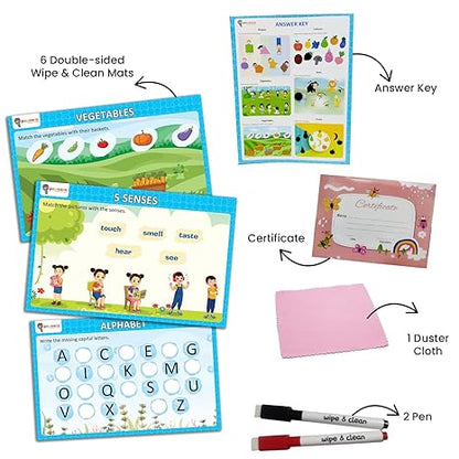 Popcorn Games & Puzzles Preschool Reusable Activity Mats with 2 Marker Pens Gifts