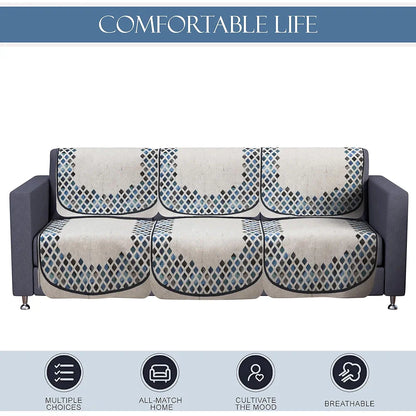 Kuber Industries Set of 6 Velvet 3 Seater Sofa Covers for Living Room Dot Border Grey & Blue