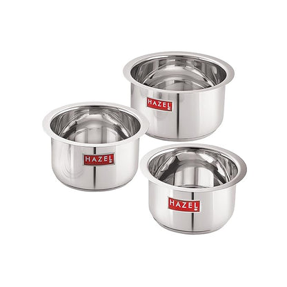 Hazel Induction Base Tope Stainless Steel Heavy Base Thick Flat Bottom Set of 3
