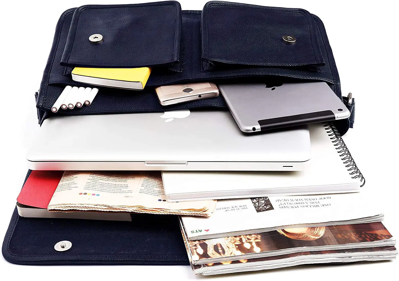 WildHorn Urban Edge100% Leather Laptop Messenger Blue Men's Bag 