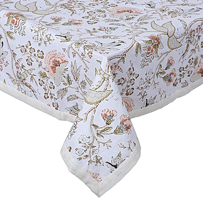 Texstylers Pure Cotton Jaipuri Print 60x90 Inches 6 Seater Dining Table Cloth Cover Rectangular 26