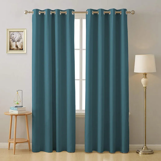 Cloth Fusion Blackout Door Curtains 7 Feet Long Set of 2 Prussian Blue Colour