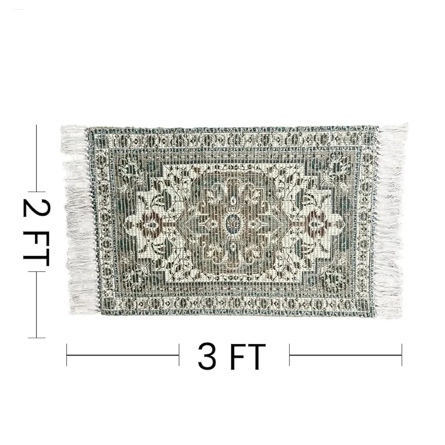 Sajavat Home Braided Cotton & Jute Printed Floor Rug Aegean Green Area Rug