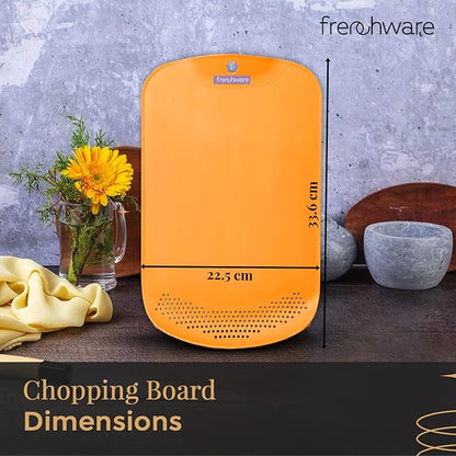 Frenchware Plastic Cutting/ Chopping Board With Drainer 1 Unit | Premium-grade Plastic | Orange