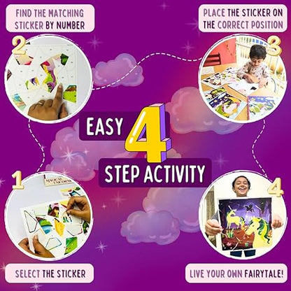 PepPlay Kid Sticker Puzzle Magical Unicorn Mess Free Diy Mosaic Craft Kit 175+Big Repositionable Stickers