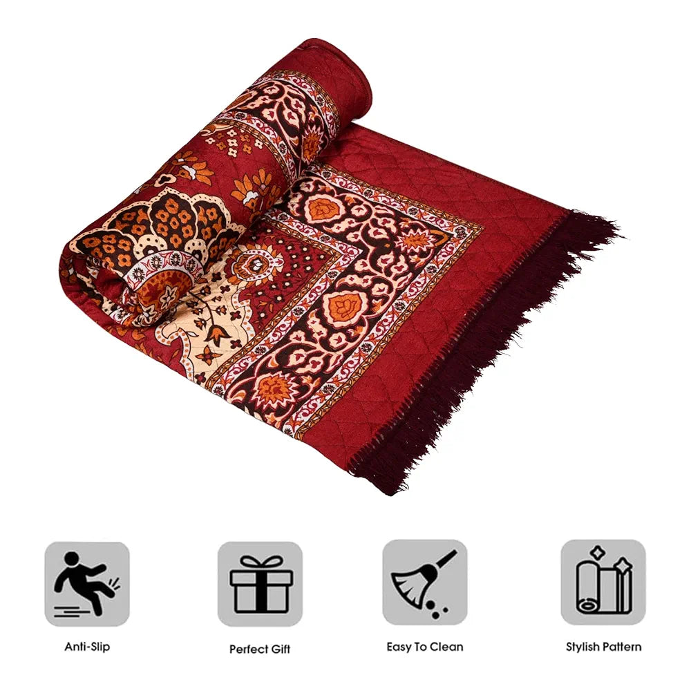 Kuber Industries Carpet Velvet Carpet-Rug for Home Decor Carpet Rug for Bedroom Maroon