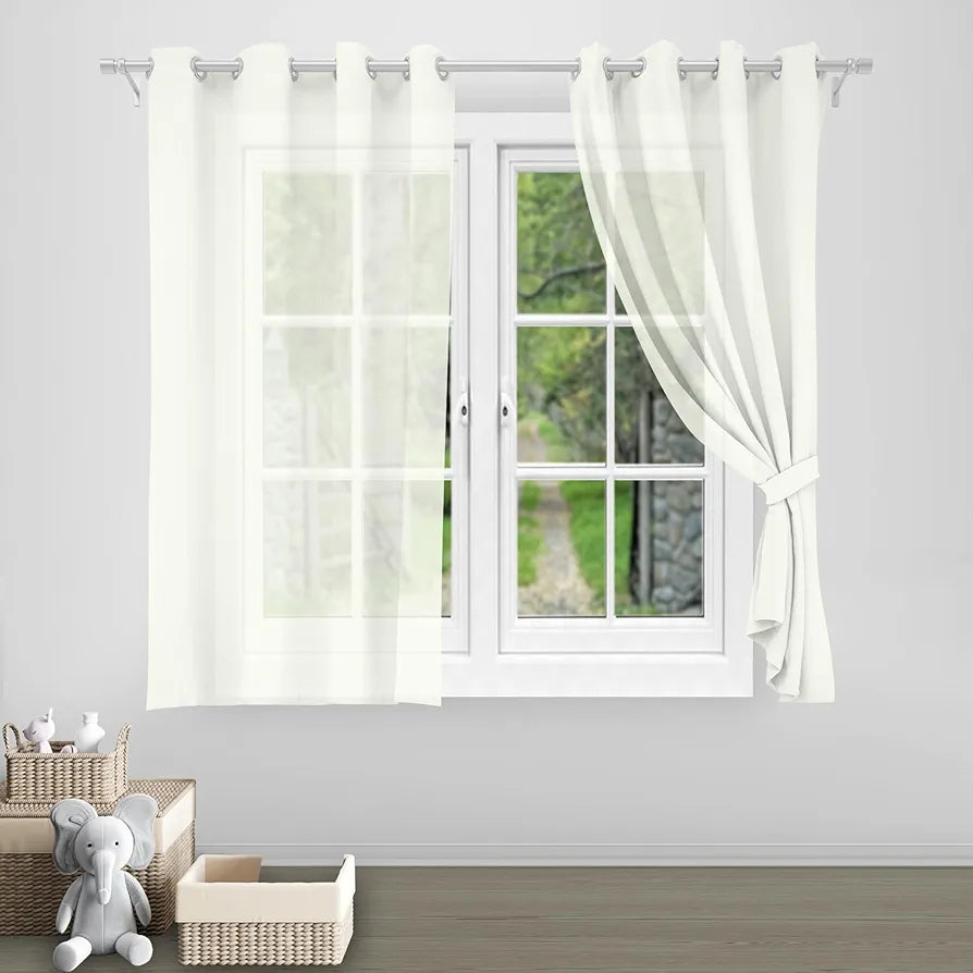 Divine Casa Sheer Window Curtain 5 Feet Colour Brilliant White Lightweight Transparent Voile Panel with Metal Eyelets for Living Room & Bedroom (Pack of 1)