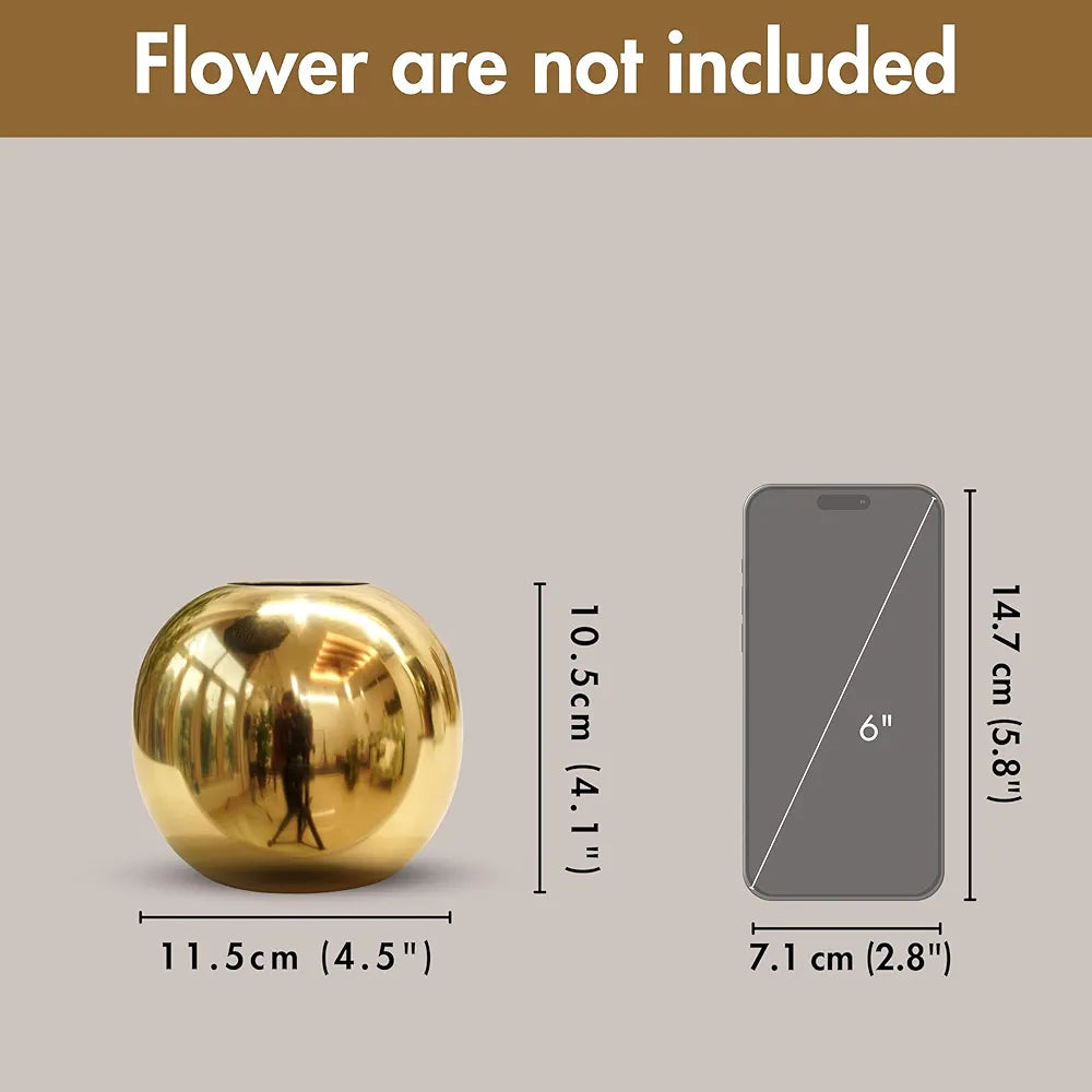 Behoma Metal Ball Round Flower Vase Gold Flowers not Included