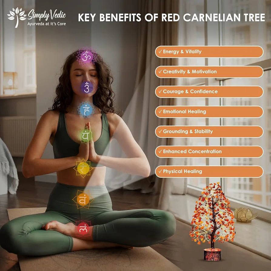 Simply Vedic Chakra Red Carnelian Crystal Tree