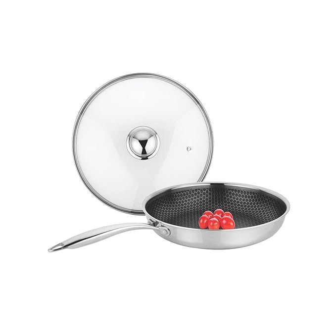 Prabha Tri-Ply Stainless Steel Hexa Cube Fry Pan Non Stick Coating Food-Grade Steel 26cm 2L