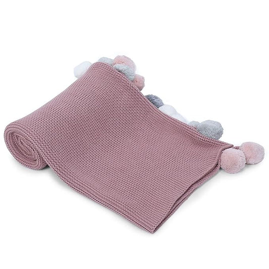 Haus & kinder Cotton Knitted Blanket for Baby All Season AC Blankets Colour Musk Rose