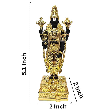 Gold Art India Lord Tirupati Balaji Gold Plated Idol with Black Terracotta Finish