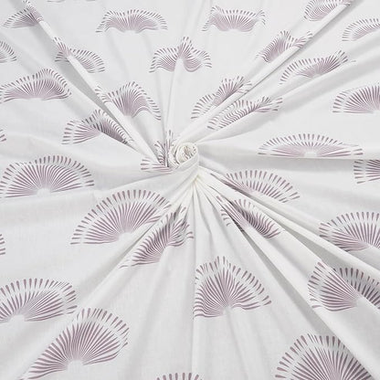 Huesland by Ahmedabad Cotton 144 TC King Size Bedsheet Cotton with 2 Pillow Covers | Sunrise | White & Grape Purple