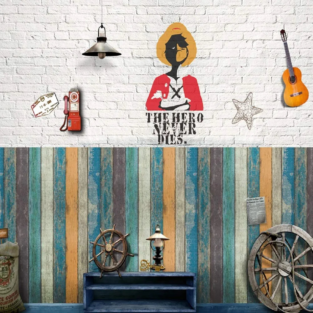 Jaamso Royals New Simulation Retro Striped Peel and Stick Self Adhesive Wallpaper Multicolour Wallpaper 11