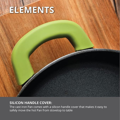 Bergner Elements Cast Iron 24 Cm Casserole, Pre-seasoned | 3.6 L Capacity