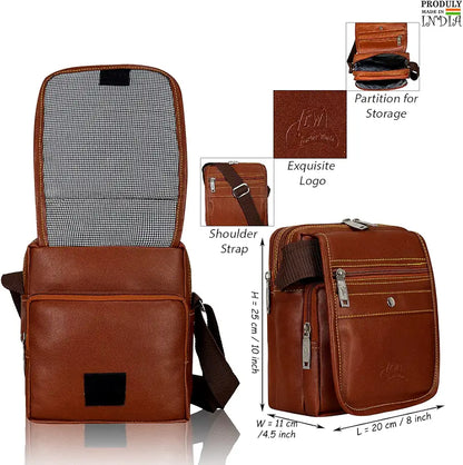 Leather World Leatherette Tan Sling Bags Men Messenger Bags Cross Body Bags Girl