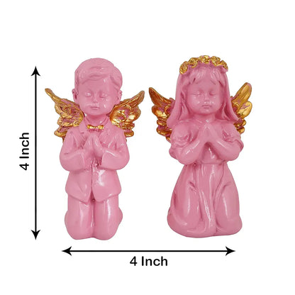Zart Angel Girl & Wings Boy Sttaue for Home Décor Showpiece Angel Set