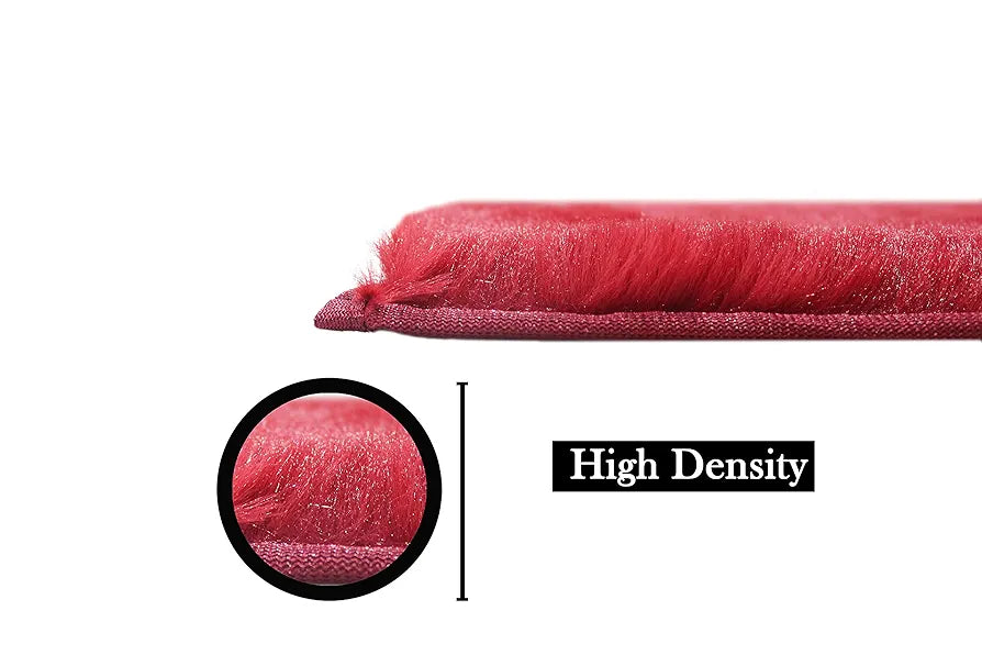 Luxe Home International Ruffle Bath Mat Rabbit Fur 1000 Gsm Bathroom Door Rectangular Foot Mats 60X90Cm Rug Colour Maroon