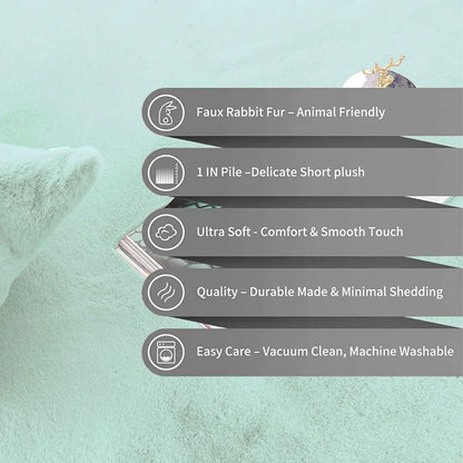 Luxe Home International Rectangular Bath Mat Super Soft Anti Skid Rabbit Fur Mats 40X60 Cm Colour Lime
